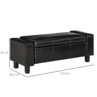 HOMCOM PU Leather Upholstered MDF Ottoman Storage Bench Black(m-3)