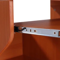 HOMCOM Multi-Storage Compact Work Desk, with Wheels - Cherry Wood Colour(m-9)