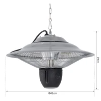 Outsunny Hanging Halogen Patio Heater 1500W, Auminium, 240V-Silver(m-3)
