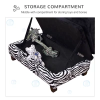 Pawhut Fabric Cat Sofa, 57x34x36cm-Black, Zebra-Stripe with Storage Box Pet Couch Pet Storage Sofa Bed(m-5)