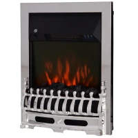 HOMCOM LED Flame Electric Fire Place-Silver(m-10)
