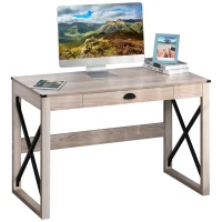HOMCOM Particle Board Steel Enforced Home Office Desk(m-9)