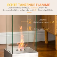 HOMCOM Vrijstaande Ethanolhaard Roestvrij Staal + Gehard Glas 25 x 25 x 60cm(m-4)