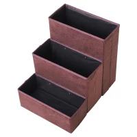 PawHut Foldable Pet Stairs, 3 Step Portable Dog Cat Ladders with Washable Fleece Faux Suede Cover, for Mobility Assistance Brown(m-7)