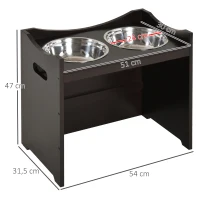 PawHut MDF Elevated Duo Pet Bowl Feeder Brown(m-3)