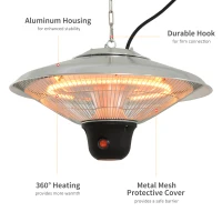 Outsunny Hanging Halogen Patio Heater 1500W, Auminium, 240V-Silver(m-6)