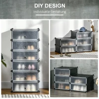 HOMCOM Modular Storage System for 6 Pairs of Shoes, 49 cm x 36.5 cm x 108 cm, Black(m-5)