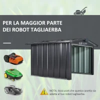 Outsunny Garage per Robot Tagliaerba da Giardino, Casetta in Acciaio Galvanizzato da Esterni, Nero, 88x87x60cm(m-4)