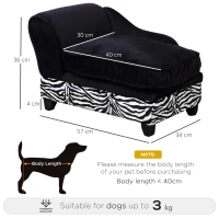 Pawhut Fabric Cat Sofa, 57x34x36cm-Black, Zebra-Stripe with Storage Box Pet Couch Pet Storage Sofa Bed(m-3)
