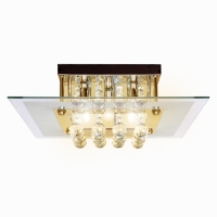 HOMCOM Modern Crystal Chandelier, Ceiling Mount Pendant Lamp  for Living Room, Bedroom, Hallway, 40x40x16cm