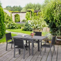 Outsunny Mesa de Jardín Mesa Extendida de Aluminio Mesa de Comedor Rectangular Tabla Vidrio Templado Carga 50kg para Terraza Patio Exterior Ofrecer Espacio Extra(m-10)