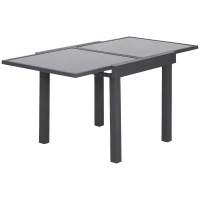 Outsunny Mesa de Jardín Mesa Extendida de Aluminio Mesa de Comedor Rectangular Tabla Vidrio Templado Carga 50kg para Terraza Patio Exterior Ofrecer Espacio Extra(m-1)