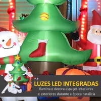 Outsunny Árvore de Natal Insuflável 190cm com Luzes LED Impermeável IP44 e Inflador Decoração de Natal 210x92x190cm Multicolorido(m-5)