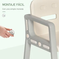 HOMCOM 2 en 1 Pupitre Infantil con Pizarra Juego de Escritorio Convertible y Silla para Niños de 1-3 Años con 3 Rotuladores y 1 Borrador 65x48x66,7 cm Gris y Blanco(m-7)