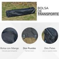 Outsunny Cenador Plegable 4x4 m Carpa de jardín con Doble Techo Altura Ajustable con Bolsa de Transporte de Acero Tela Oxford Protección UV para Fiestas Bodas Caqui y Café(m-8)