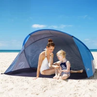 Outsunny Tienda de Playa Carpa para Playa Máximo 2 Personas Ligera Plegable y Portátil con Bolsa de Almacenaje 225x145x115cm Azul(m-2)