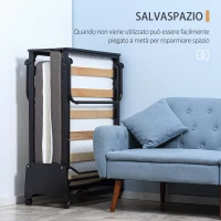 HOMCOM Brandina Pieghevole con Materasso da 10cm, Struttura in Acciaio con Ruote e Doghe, 80x200cm(m-5)