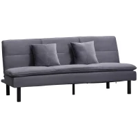 HOMCOM Divano Letto 2 Posti in Tessuto Effetto Velluto Grigio con Schienale Regolabile su 2 Livelli e Seduta Imbottita(m-1)