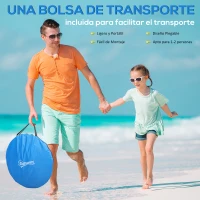 Outsunny Tienda de Playa Carpa para Playa Máximo 2 Personas Ligera Plegable y Portátil con Bolsa de Almacenaje 225x145x115cm Azul(m-4)