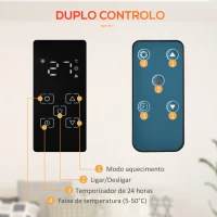 HOMCOM Aquecedor Elétrico 1000W/2000W Aquecedor por Convecção de Parede com Ecrã LED Termostato Regulável 78x24x52 cm Preto(m-7)