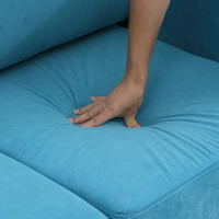 HOMCOM Divano 2 Posti Moderno con Braccioli Imbottiti, in Tessuto Effetto Velluto e Gambe in Legno, 170x90x85 cm, Blu(m-8)