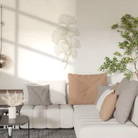 HOMCOM Decoração de Parede de Metal Folhas de Ginkgo 3D Arte de Parede Suspensa  51x94,5cm Dourado(m-2)