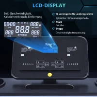 HOMCOM Laufband klappbar mit 12 Programmen und Handyhalterung 71 x 128 x 122cm Stahl Schwarz(m-5)