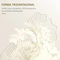 HOMCOM Decoração de Parede de Metal Folhas de Ginkgo 3D Arte de Parede Suspensa  51x94,5cm Dourado(m-4)