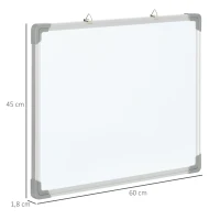 HOMCOM Quadro Magnético com Estrutura de Liga de Alumínio 60x45cm Quadro Magnético com Apagador 4 Marcadores e 10 Ímás Branco(m-3)