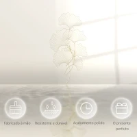 HOMCOM Decoração de Parede de Metal Folhas de Ginkgo 3D Arte de Parede Suspensa  51x94,5cm Dourado(m-6)