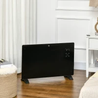 HOMCOM Aquecedor Elétrico 1000W/2000W Aquecedor por Convecção de Parede com Ecrã LED Termostato Regulável 78x24x52 cm Preto(m-2)