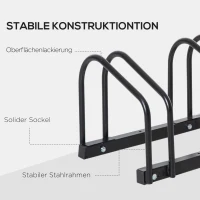 HOMCOM Fietsenstandaard voor 4 Fietsen, Weerbestendig, voor Wand- of Vloermontage, Staal, 110 x 33 x 27 cm(m-8)