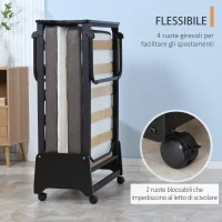HOMCOM Brandina Pieghevole con Materasso da 10cm, Struttura in Acciaio con Ruote e Doghe, 80x200cm(m-7)