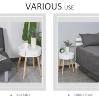 HOMCOM Noptiera Rotunda sertar organizer design inaltat din lemn alb(m-7)