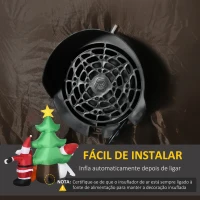 Outsunny Árvore de Natal Insuflável 190cm com Luzes LED Impermeável IP44 e Inflador Decoração de Natal 210x92x190cm Multicolorido(m-4)