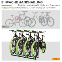 HOMCOM Fietsenstandaard voor 4 Fietsen, Weerbestendig, voor Wand- of Vloermontage, Staal, 110 x 33 x 27 cm(m-7)