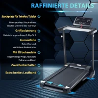 HOMCOM Motorised Treadmill Fitness Equipment Składany z uchwytem na telefon komórkowy(m-7)