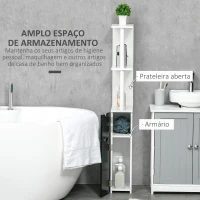 kleankin Armário Casa de Banho com 2 Portas e 2 Prateleiras Abertas Coluna Auxiliar  Estilo Moderno 15,2x29,8x118cm Branco Preto(m-4)
