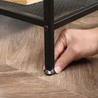 HOMCOM Tavolino da Salotto Basso a 2 Livelli con Bordo Rialzato, in MDF e Metallo, 100x50x46.5 cm, Color Legno(m-7)