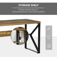 HOMCOM Birou modern, Metal/MDF, 140x60x76 cm, Negru/Maro(m-4)