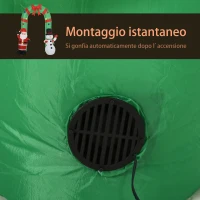 HOMCOM 244cm Arco Gonfiabile Gigante con 12 Luci a LED Babbo Natale e Pupazzo di Neve, Decorazione Natalizia da Esterno(m-6)