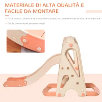 HOMCOM Scivolo per Bambini con Altalena e Canestro, Scivolo per Bimbi da Giardino o Cameretta, Età 18 mesi-5 anni, Rosa e Beige(m-4)