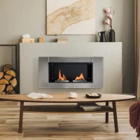 HOMCOM Șemineu Bioetanol de Perete cu 2 Arzătoare 110x54x14,5cm(m-2)