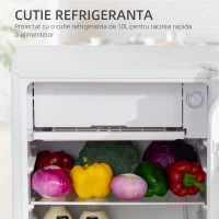 Frigider independent sub masa de 91 litri HOMCOM cu cutie de racire, usa reversibila, termostat reglabil, lat de 47,5 cm, Alb(m-4)