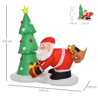 HOMCOM Babbo Natale Gonfiabile Gigante 210cm da Interno e da Esterno, Impermeabile con Albero di Natale e 13 Luci a LED(m-3)
