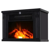 HOMCOM Șemineu Electric de PodeaPutere 600W/1200W din Plastic și Sticlă Temperată Negru, 34x17x25cm(m-1)
