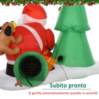 HOMCOM Babbo Natale Gonfiabile Gigante 210cm da Interno e da Esterno, Impermeabile con Albero di Natale e 13 Luci a LED(m-4)