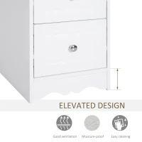 Homcom Comoda Baie Lemn Alb – Decor Floral Sculptat 30×30×68.5 cm(m-6)