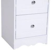 Homcom Comoda Baie Lemn Alb – Decor Floral Sculptat 30×30×68.5 cm(m-13)