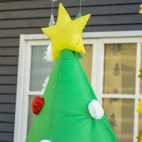 HOMCOM Babbo Natale Gonfiabile Gigante 210cm da Interno e da Esterno, Impermeabile con Albero di Natale e 13 Luci a LED(m-8)